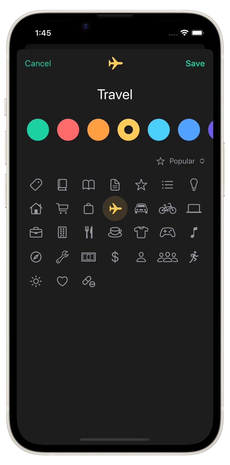 Organize notes freely with tags.