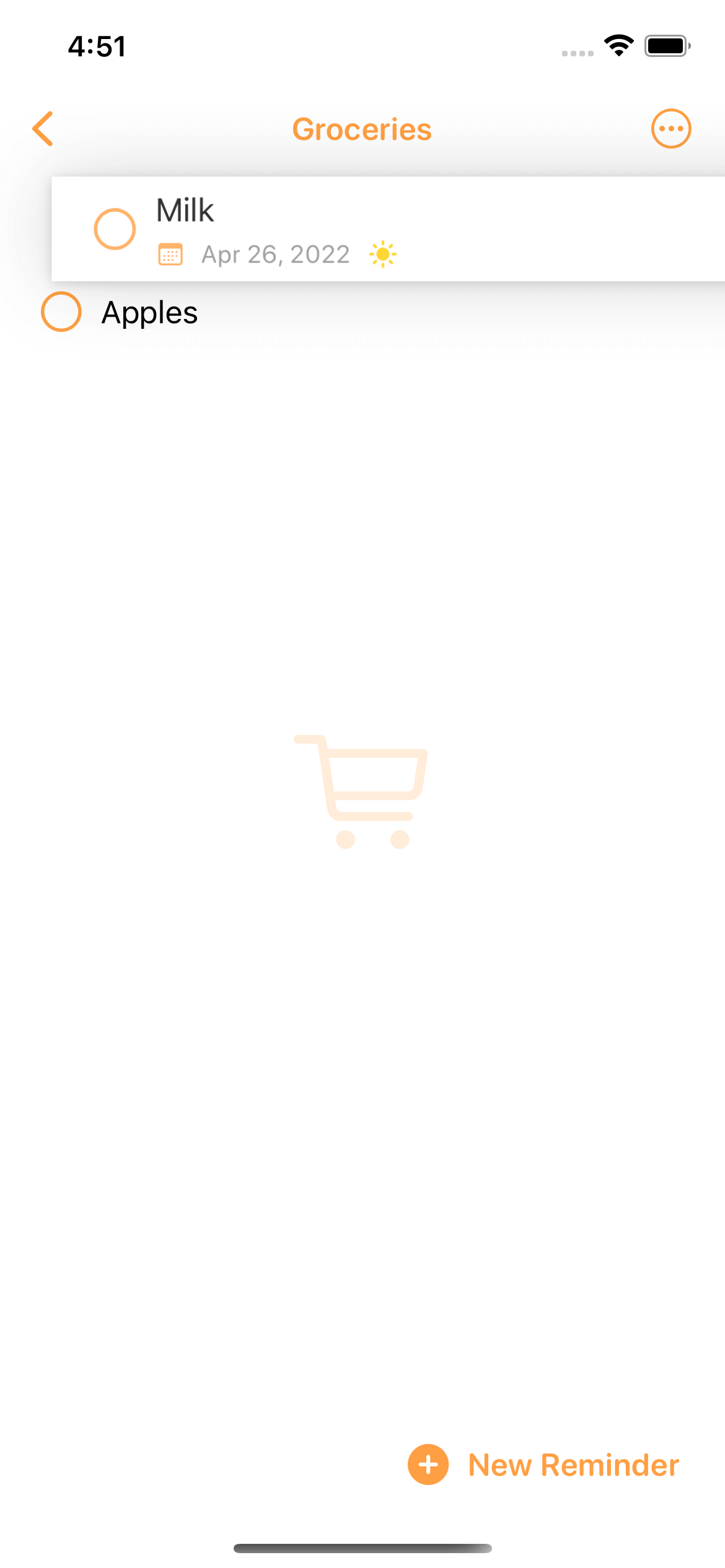 Reorder reminders screenshot