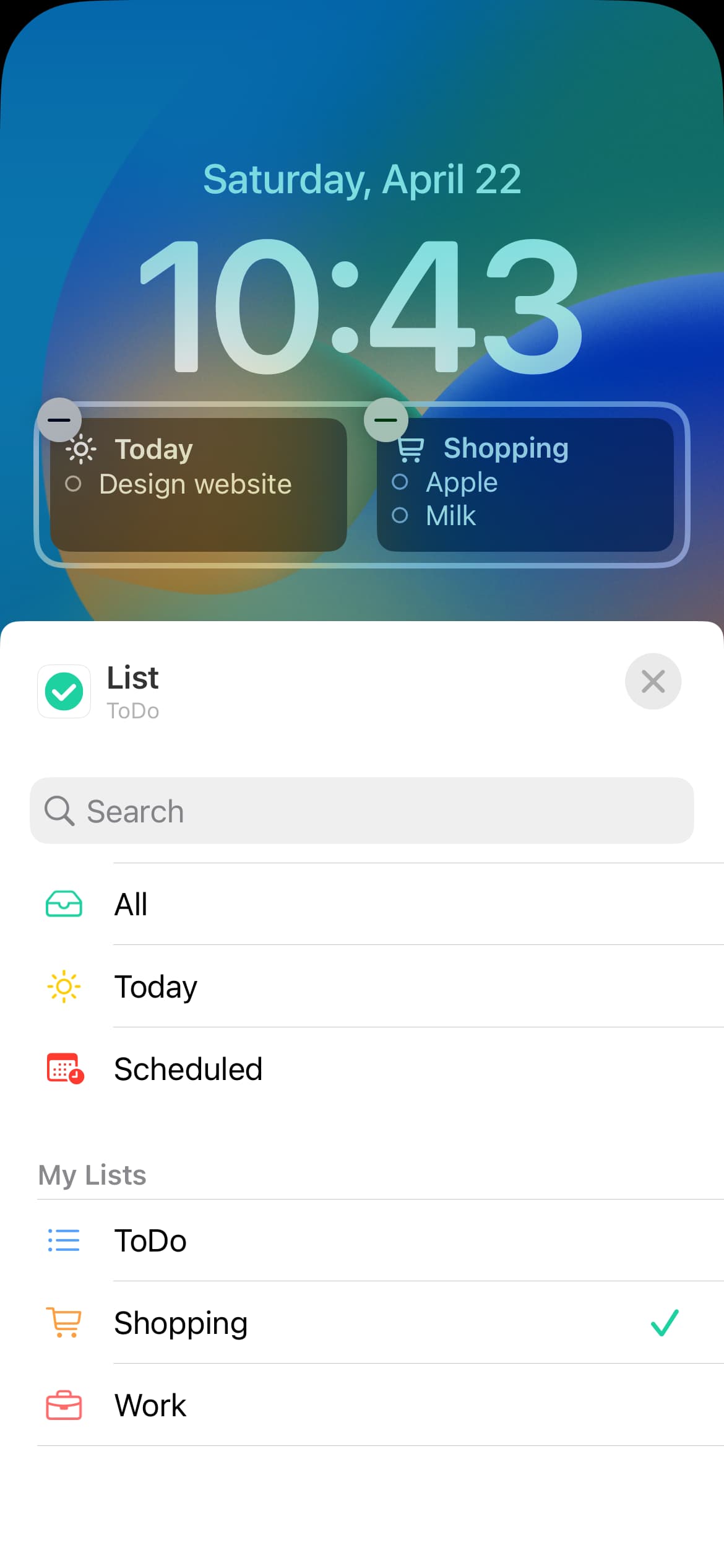 Lock screen widget screenshot